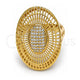 Oro Laminado Multi Stone Ring, Gold Filled Style with White Micro Pave, Polished, Golden Finish, 01.118.0029.07 (Size 7)