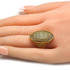 Oro Laminado Multi Stone Ring, Gold Filled Style with White Micro Pave, Polished, Golden Finish, 01.118.0032.07 (Size 7)