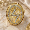 Oro Laminado Multi Stone Ring, Gold Filled Style with White Crystal, Polished, Golden Finish, 01.118.0031.08 (Size 8)