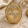 Oro Laminado Multi Stone Ring, Gold Filled Style with White Micro Pave, Polished, Golden Finish, 01.118.0031.09 (Size 9)