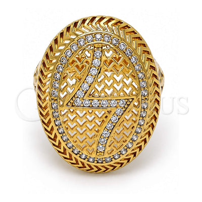 Oro Laminado Multi Stone Ring, Gold Filled Style with White Micro Pave, Polished, Golden Finish, 01.118.0031.09 (Size 9)