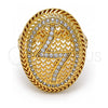 Oro Laminado Multi Stone Ring, Gold Filled Style with White Micro Pave, Polished, Golden Finish, 01.118.0031.09 (Size 9)