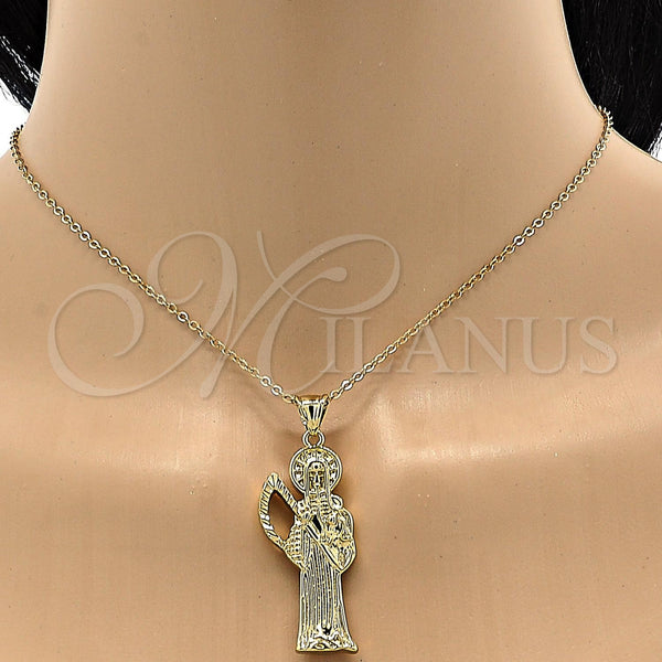 Gold Filled Pendant — Religious Pendant Santa Muerte Design Polished 05. — alternate product view — SKU 105841 | Oro Laminado dije — Religious Pendant Santa Muerte diseño pulido 05. — SKU 105841