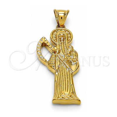 Oro Laminado Religious Pendant, Gold Filled Style Santa Muerte Design, Polished, Golden Finish, 05.185.0010