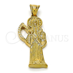Gold Filled Pendant — Religious Pendant Santa Muerte Design Polished 05. — main product view — SKU 105841 | Oro Laminado dije — Religious Pendant Santa Muerte diseño pulido 05. — SKU 105841