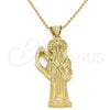 Oro Laminado Religious Pendant, Gold Filled Style Santa Muerte Design, Polished, Golden Finish, 05.185.0010.1