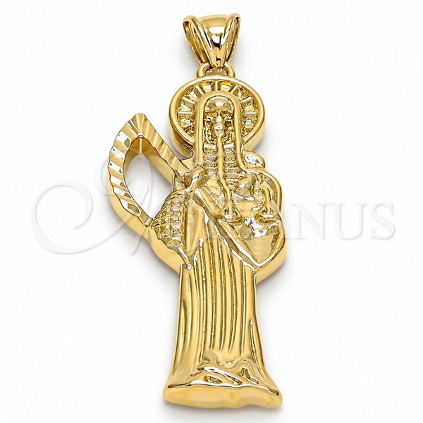 Oro Laminado Religious Pendant, Gold Filled Style Santa Muerte Design, Polished, Golden Finish, 05.185.0010.1