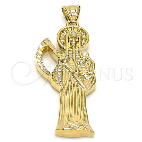 Oro Laminado Religious Pendant, Gold Filled Style Santa Muerte Design, Polished, Golden Finish, 05.185.0010.1