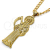 Oro Laminado Religious Pendant, Gold Filled Style Santa Muerte Design, Polished, Golden Finish, 05.185.0010.2