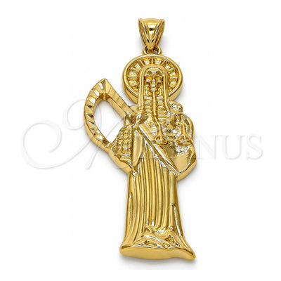 Oro Laminado Religious Pendant, Gold Filled Style Santa Muerte Design, Polished, Golden Finish, 05.185.0010.2