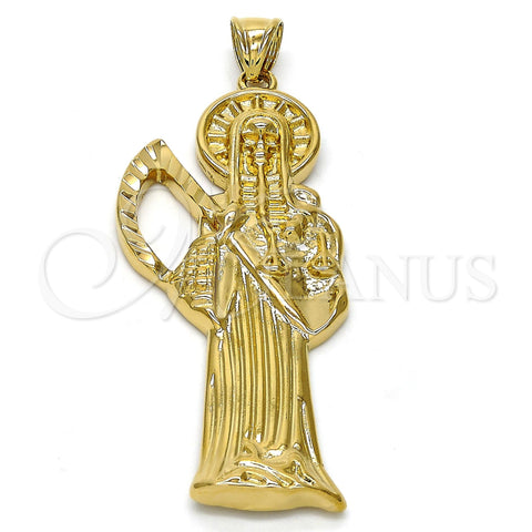 Oro Laminado Religious Pendant, Gold Filled Style Santa Muerte Design, Polished, Golden Finish, 05.185.0010.2