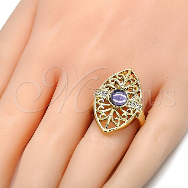 Gold Filled Ring — Multi Stone Ring with Violet and White Crystal — alternate product view — SKU 105857 | Oro Laminado anillo — Multi Stone Ring with Violet and cristal blanco — SKU 105857