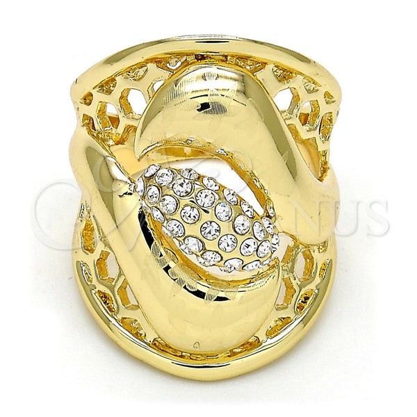 Gold Filled Ring — Multi Stone Ring Flower Design with White Crystal — main product view — SKU 105866 | Oro Laminado anillo — Multi Stone Ring flor diseño with cristal blanco — SKU 105866