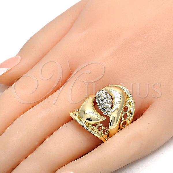 Gold Filled Ring — Multi Stone Ring Flower Design with White Crystal — alternate product view — SKU 105867 | Oro Laminado anillo — Multi Stone Ring flor diseño with cristal blanco — SKU 105867