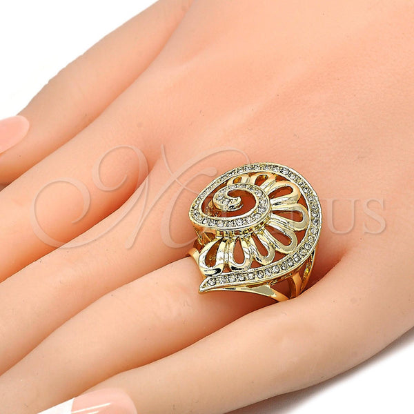 Gold Filled Ring — Multi Stone Ring Spiral Design with White Crystal — alternate product view — SKU 105871 | Oro Laminado anillo — Multi Stone Ring Spiral diseño with cristal blanco — SKU 105871