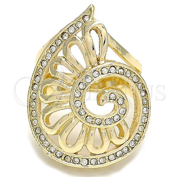 Gold Filled Ring — Multi Stone Ring Spiral Design with White Crystal — main product view — SKU 105871 | Oro Laminado anillo — Multi Stone Ring Spiral diseño with cristal blanco — SKU 105871