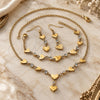 Stainless Steel Necklace, Bracelet and Earring, Heart Design, with White Crystal, Polished, Golden Finish, 06.231.0017