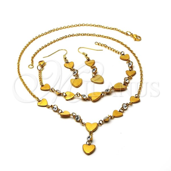 Stainless Steel Ring — Necklace Bracelet and Earring Heart Design with White — main product view — SKU 105888 | Acero Inoxidable anillo — Necklace Bracelet and Earring corazón diseño with blanco — SKU 105888