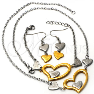 Stainless Steel Ring — Necklace Bracelet and Earring Heart Design Matte Two — main product view — SKU 105970 | Acero Inoxidable anillo — Necklace Bracelet and Earring corazón diseño Matte Two — SKU 105970