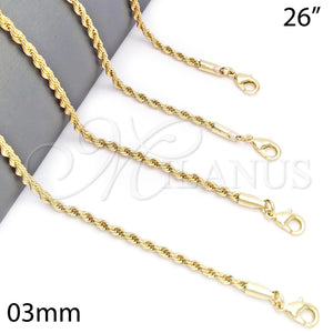 Gold Filled Necklace — Basic Necklace Rope Design Polished 5. 03 MM — main product view — SKU 105972 | Oro Laminado collar — básico Necklace Rope diseño pulido 5. 03 MM — SKU 105972