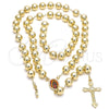 Oro Laminado Large Rosary, Gold Filled Style Guadalupe and Crucifix Design, Polished, Golden Finish, 09.65.0103.30