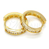 Oro Laminado Huggie Hoop, Gold Filled Style with White Cubic Zirconia, Polished, Golden Finish, 02.196.0020.1.20