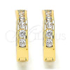 Oro Laminado Huggie Hoop, Gold Filled Style with White Cubic Zirconia, Polished, Golden Finish, 02.196.0020.1.20