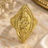 Oro Laminado Elegant Ring, Gold Filled Style Flower and Leaf Design, Diamond Cutting Finish, Golden Finish, 01.118.0033.08 (Size 8)