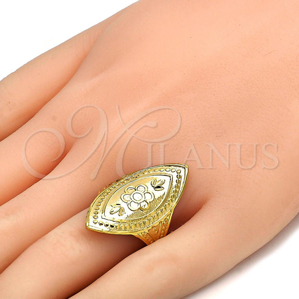 Gold Filled Ring — Elegant Ring Flower and Leaf Design Diamond Cutting — alternate product view — SKU 105993 | Oro Laminado anillo — Elegant Ring flor and Leaf diseño Diamond Cutting — SKU 105993