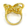 Oro Laminado Multi Stone Ring, Gold Filled Style Butterfly Design, with White Cubic Zirconia, Polished, Golden Finish, 01.118.0040.07 (Size 7)