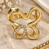 Oro Laminado Multi Stone Ring, Gold Filled Style Butterfly Design, with White Cubic Zirconia, Polished, Golden Finish, 01.118.0040.07 (Size 7)