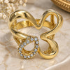 Oro Laminado Multi Stone Ring, Gold Filled Style Butterfly Design, with White Cubic Zirconia, Polished, Golden Finish, 01.118.0040.09 (Size 9)