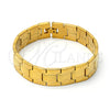Stainless Steel Solid Bracelet, Polished, Golden Finish, 03.63.1415.08 (8 Inches Length)