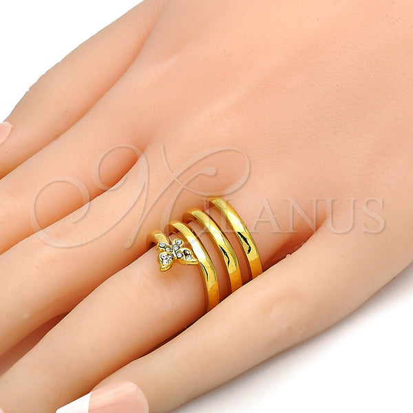 Gold Filled Ring — Multi Stone Ring Butterfly and Spiral Design with — alternate product view — SKU 106104 | Oro Laminado anillo — Multi Stone Ring Butterfly and Spiral diseño with — SKU 106104