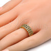 Oro Laminado Multi Stone Ring, Gold Filled Style with White Cubic Zirconia, Polished, Golden Finish, 01.118.0052.08 (Size 8)