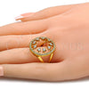 Oro Laminado Multi Stone Ring, Gold Filled Style with White Cubic Zirconia and White Crystal, Polished, Golden Finish, 01.118.0053.07 (Size 7)