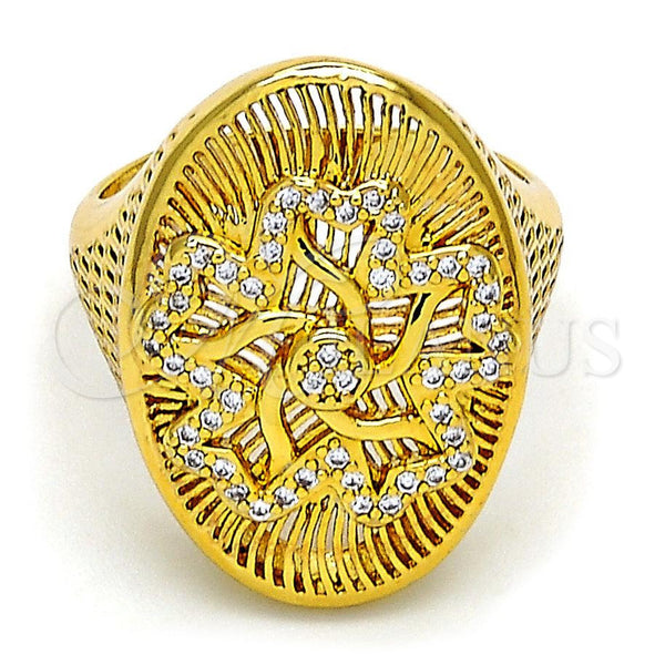 Gold Filled Ring — Multi Stone Ring Flower Design with White Micro — main product view — SKU 106118 | Oro Laminado anillo — Multi Stone Ring flor diseño with blanco Micro — SKU 106118