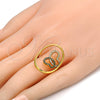 Oro Laminado Multi Stone Ring, Gold Filled Style Butterfly Design, with White and Black Crystal, Polished, Golden Finish, 01.118.0056.8 (Size 8)