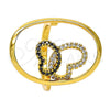 Oro Laminado Multi Stone Ring, Gold Filled Style Butterfly Design, with White and Black Crystal, Polished, Golden Finish, 01.118.0056.8 (Size 8)