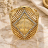 Oro Laminado Multi Stone Ring, Gold Filled Style with White Cubic Zirconia, Polished, Golden Finish, 01.118.0051.07 (Size 7)