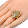 Oro Laminado Multi Stone Ring, Gold Filled Style with White Cubic Zirconia, Polished, Golden Finish, 01.118.0051.08 (Size 8)