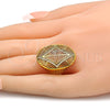 Oro Laminado Multi Stone Ring, Gold Filled Style with White Cubic Zirconia, Polished, Golden Finish, 01.118.0051.08 (Size 8)
