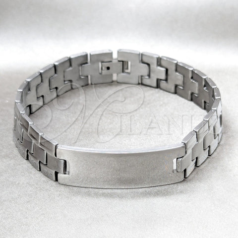 Stainless Steel Solid Bracelet, Polished, Steel Finish, 03.63.1476.08 (8 Inches Length)