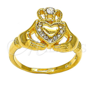 Gold Filled Ring — Multi Stone Ring Heart and Crown Design with — main product view — SKU 106176 | Oro Laminado anillo — Multi Stone Ring corazón and Crown diseño with — SKU 106176