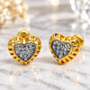 Oro Laminado Stud Earring, Gold Filled Style Heart Design, Matte Finish, Two Tone, 02.55.0053 *PROMO*