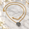 Oro Laminado Pendant Necklace, Gold Filled Style Diamond Design, Matte Finish, Two Tone, 04.09.0043.18 (0.35 Gauge, 01 MM Thickness, 18 Inches Length)