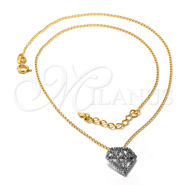 Gold Filled Necklace — Pendant Necklace Diamond Design Matte Two Tone 04.09. — main product view — SKU 106213 | Oro Laminado collar — Pendant Necklace Diamond diseño Matte Two Tone 04.09. — SKU 106213