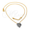 Oro Laminado Pendant Necklace, Gold Filled Style Diamond Design, Matte Finish, Two Tone, 04.09.0043.18 (0.35 Gauge, 01 MM Thickness, 18 Inches Length)