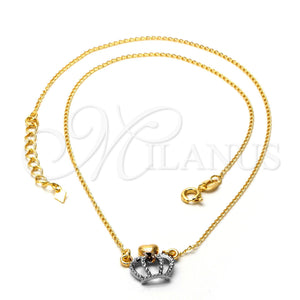 Gold Filled Necklace — Pendant Necklace Crown Design Matte Two Tone 04.09. — main product view — SKU 106214 | Oro Laminado collar — Pendant Necklace Crown diseño Matte Two Tone 04.09. — SKU 106214
