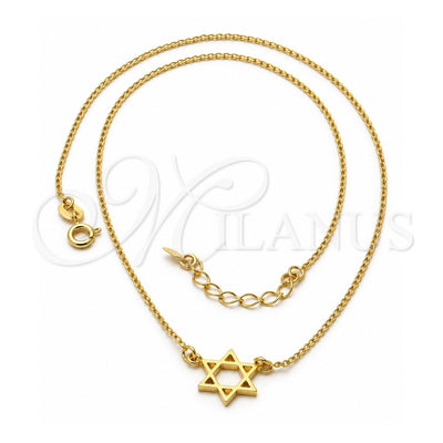 Oro Laminado Pendant Necklace, Gold Filled Style Judaica and Star of David Design, Polished, Golden Finish, 04.09.0045.18 (0.35 Gauge, 01 MM Thickness, 18 Inches Length)